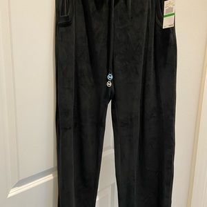 Michael Kors Lounge Pants Black Velour with pockets Cosy Comfortable Large NWT